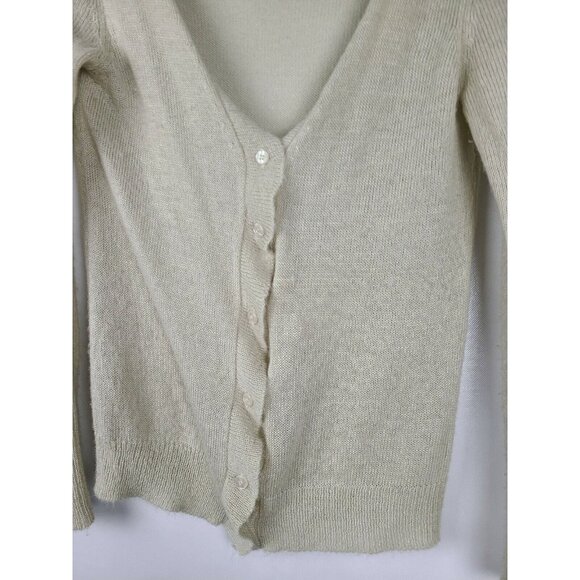 Modbe Womens Button Front Cardigan Small Beige Long Sleeve Ruffle Fairy - Picture 3 of 7